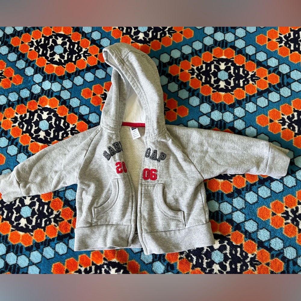 Gap Baby Boy Fleece Zip Up Hoodie Gray